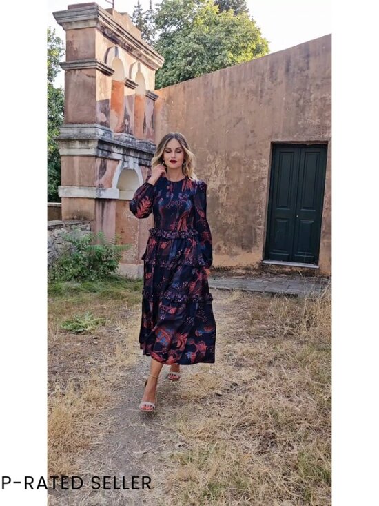 Flowy Boho Maxi Dress with Smocked Bodice and Puff Sleeves for Wedding Guest - Picture 7 of 7